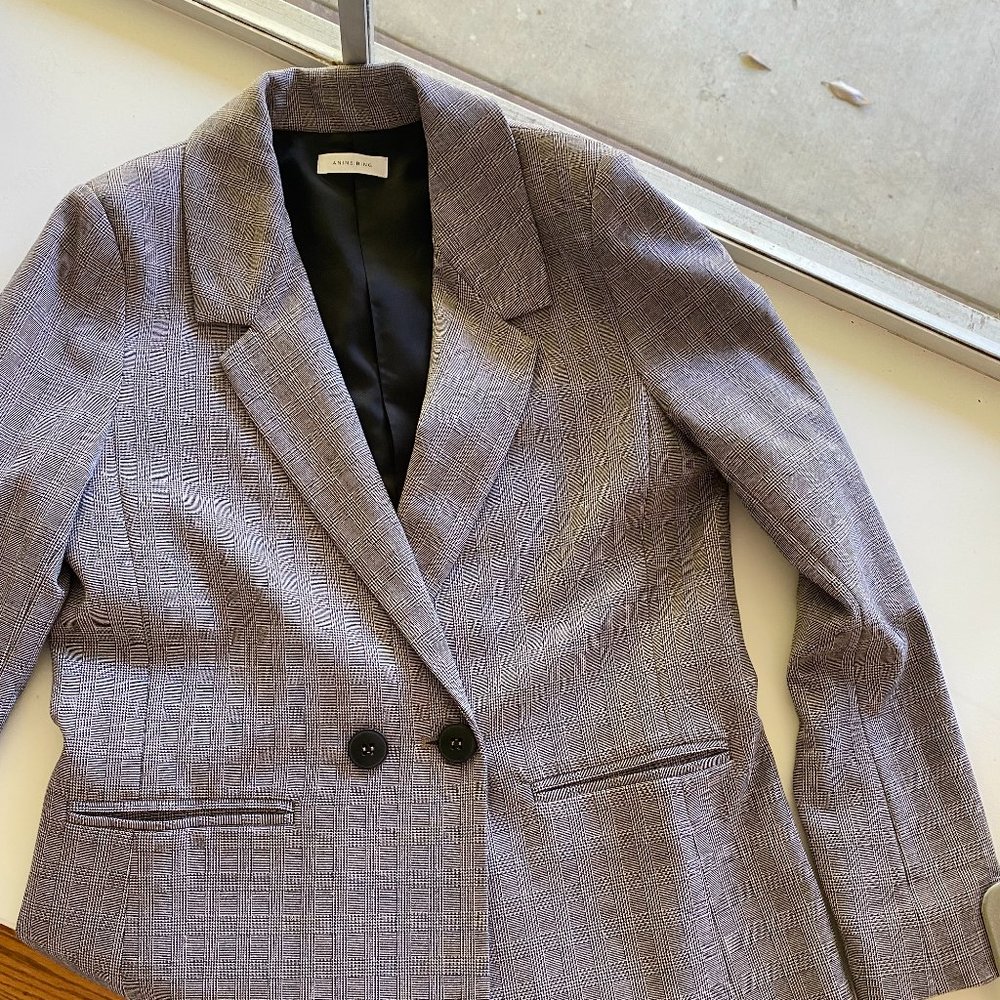 Anine Bing Madeleine Plaid Oversized Blazer